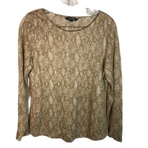Lauren Ralph Lauren women’s long sleeve 100% linen top size M  gold